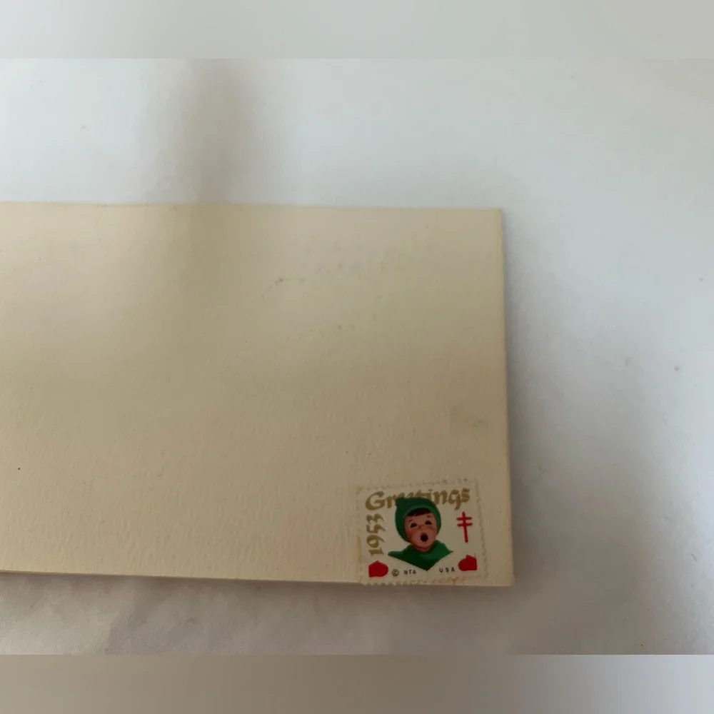 3 Christmas Cards VINTAGE Unused NO Envelopes 1948, 1953, 1960 Christmas Seals